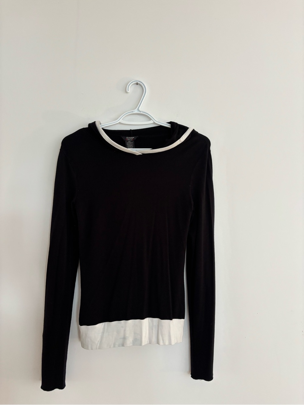 Guess Black Long Sleeve Top with White Trim